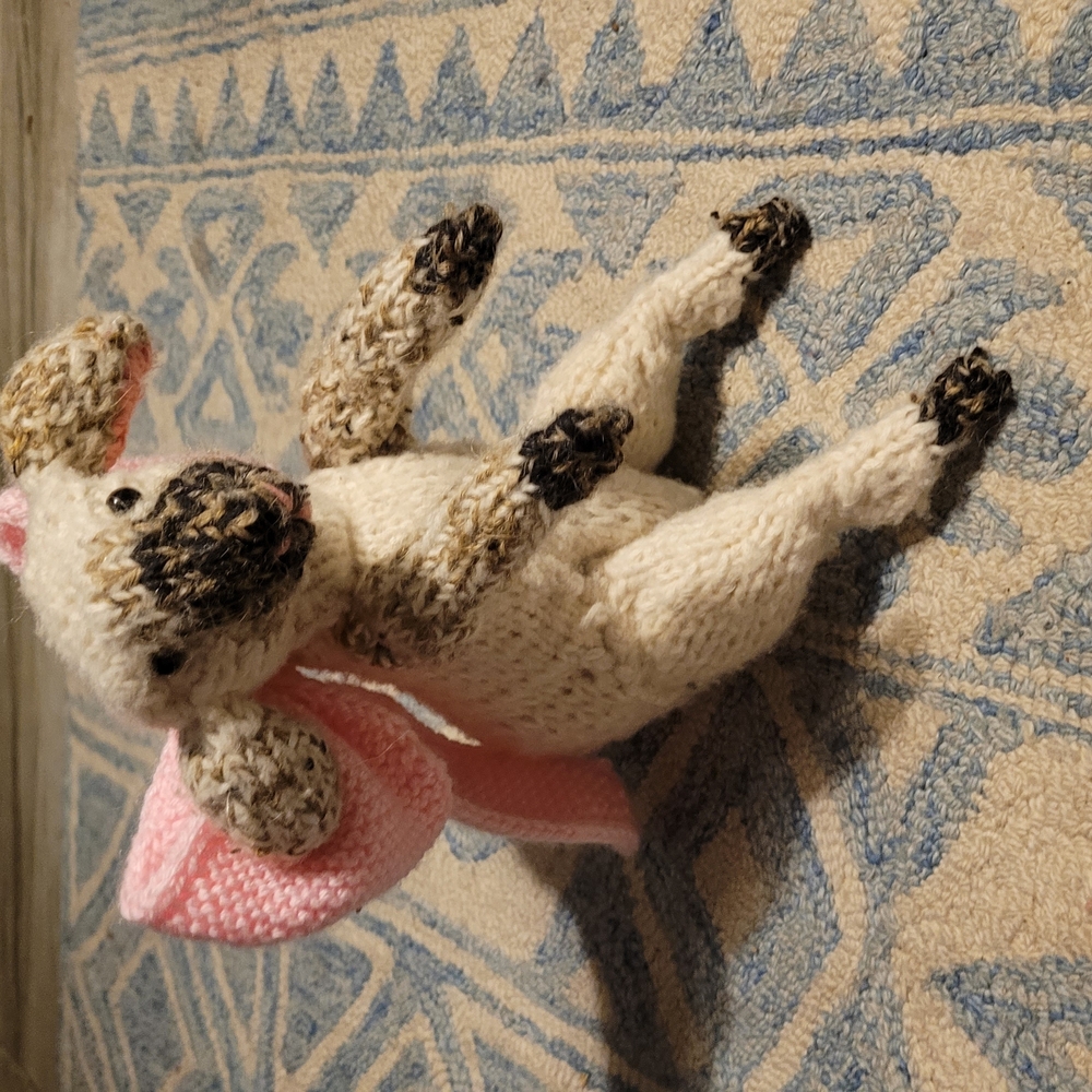 Handmade Knitted Lamb with Pink Ears